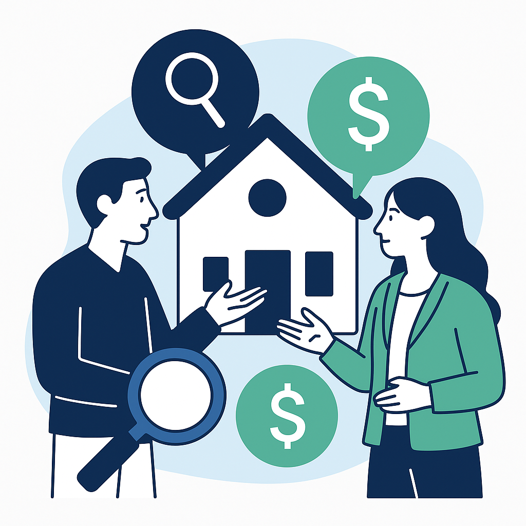 People discussing a home sale